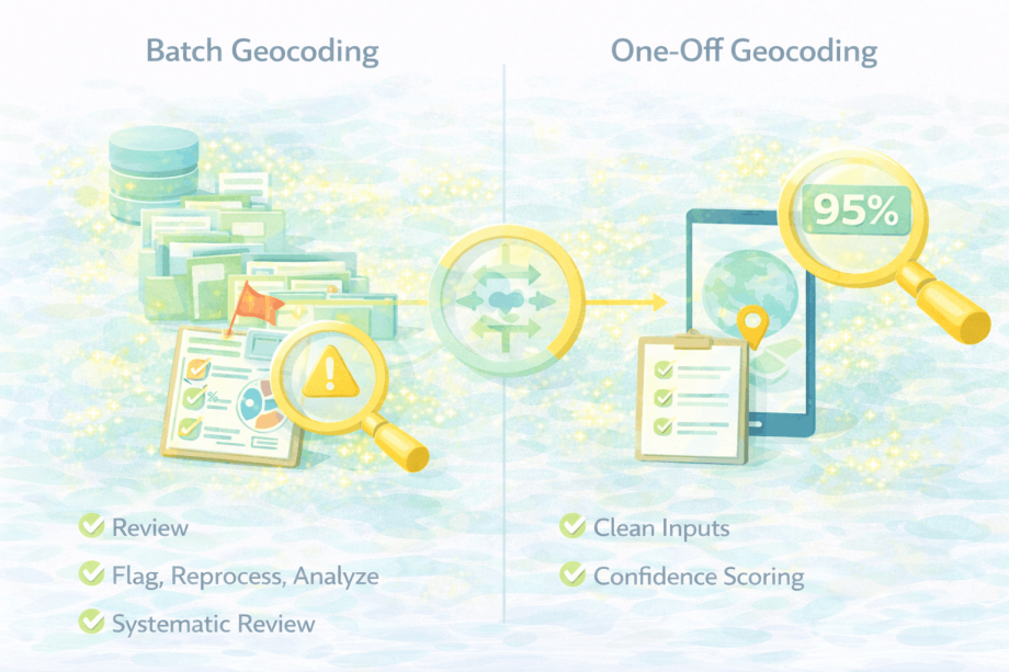Key differences in batch geocoding vs one-off geocoding