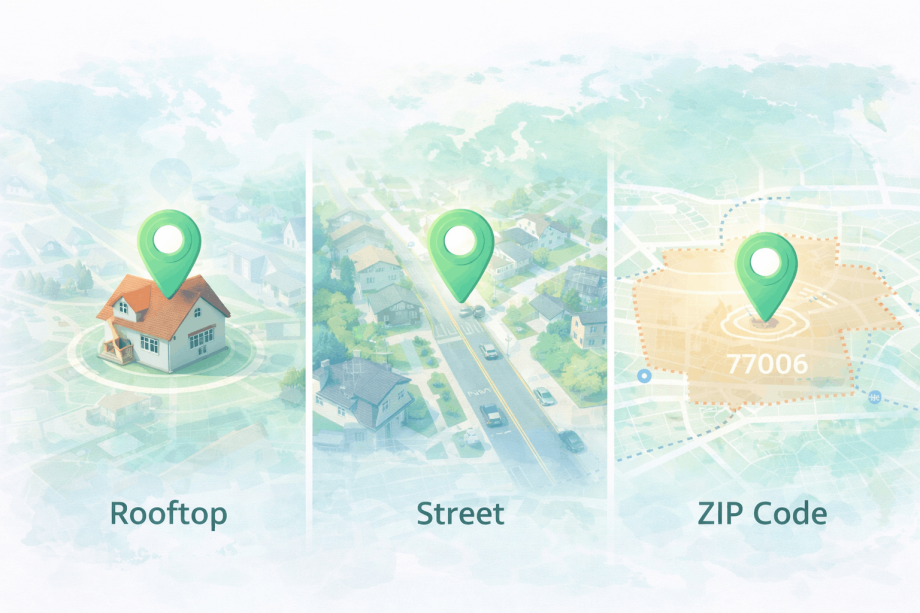 Compare geocode precision levels with GEocodeFarm
