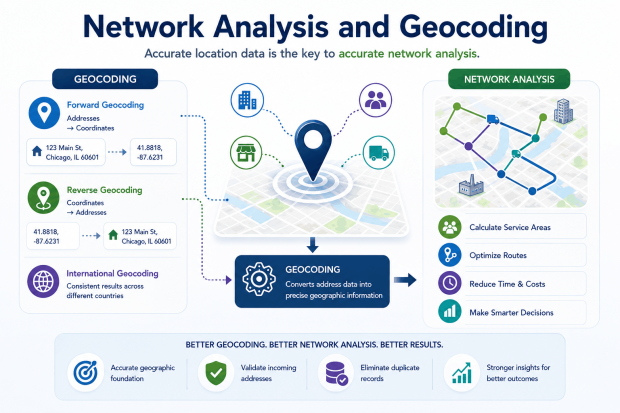 Network analysis and geocoding